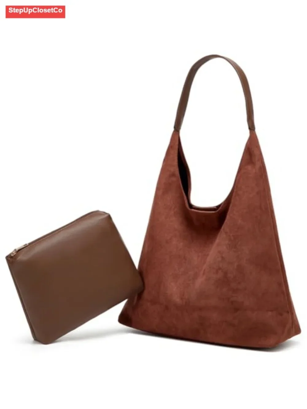 Faux Suede Leather Slouchy Hobo Shoulder Bag Large Tote Purse Women Work Handbag